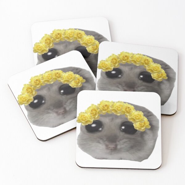 Item preview, Yellow flower crown sad hamster  designed and sold by SillyLittleSnek.