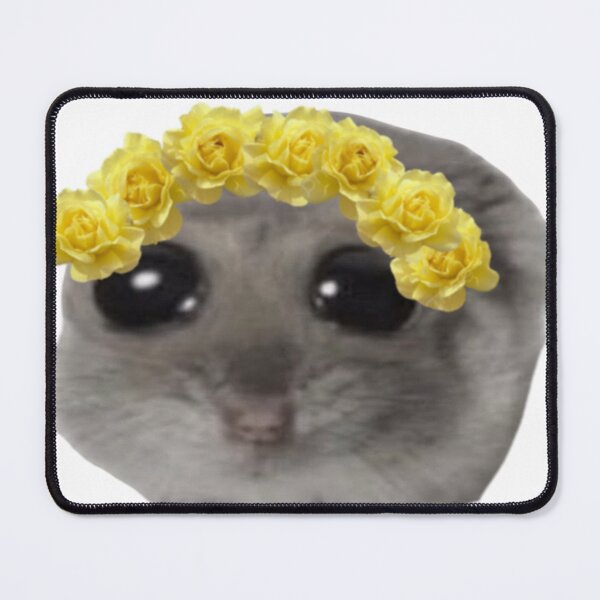 Item preview, Yellow flower crown sad hamster  designed and sold by SillyLittleSnek.