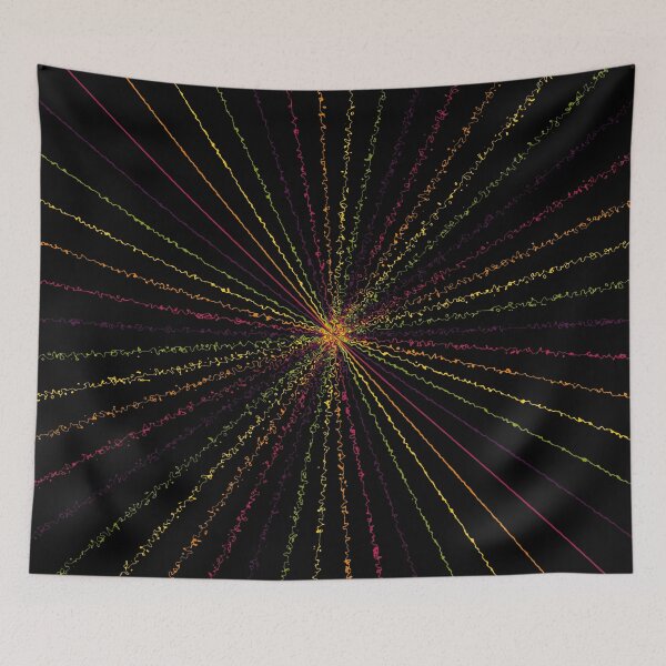 Item preview, Colorful Ripple Abstract Sun Rays Burst Black designed and sold by EvergreenMotifs.