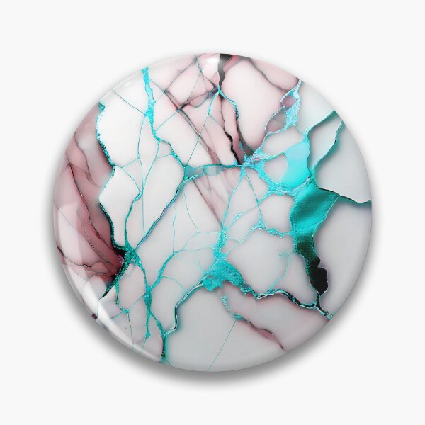 Item preview, White Marble Look (Image Faux Marble) Dusty Pink Veins Cyan Accents designed and sold by Beachy.