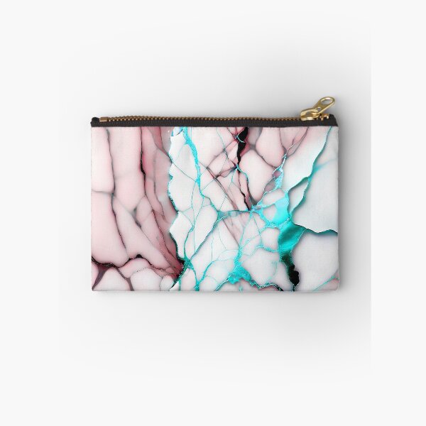 Item preview, White Marble Look (Image Faux Marble) Dusty Pink Veins Cyan Accents designed and sold by Beachy.