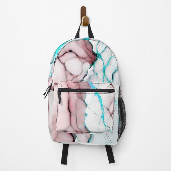 Item preview, White Marble Look (Image Faux Marble) Dusty Pink Veins Cyan Accents designed and sold by Beachy.