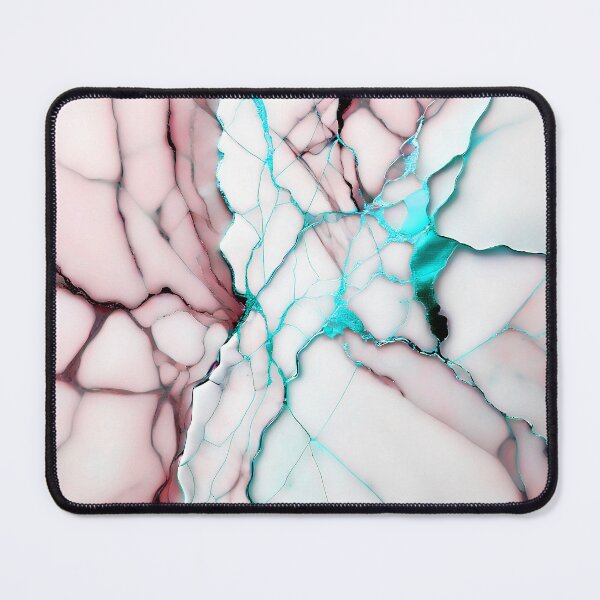 Item preview, White Marble Look (Image Faux Marble) Dusty Pink Veins Cyan Accents designed and sold by Beachy.
