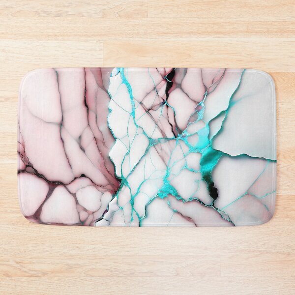 Item preview, White Marble Look (Image Faux Marble) Dusty Pink Veins Cyan Accents designed and sold by Beachy.