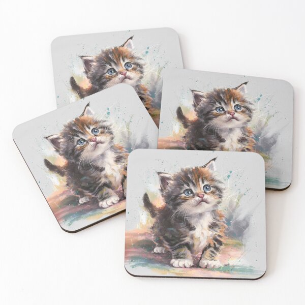 Item preview, Whimsical Kitten with Blue Eyes - Digital Painting designed and sold by PrintableByZaah.
