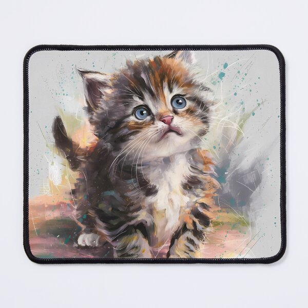 Item preview, Whimsical Kitten with Blue Eyes - Digital Painting designed and sold by PrintableByZaah.
