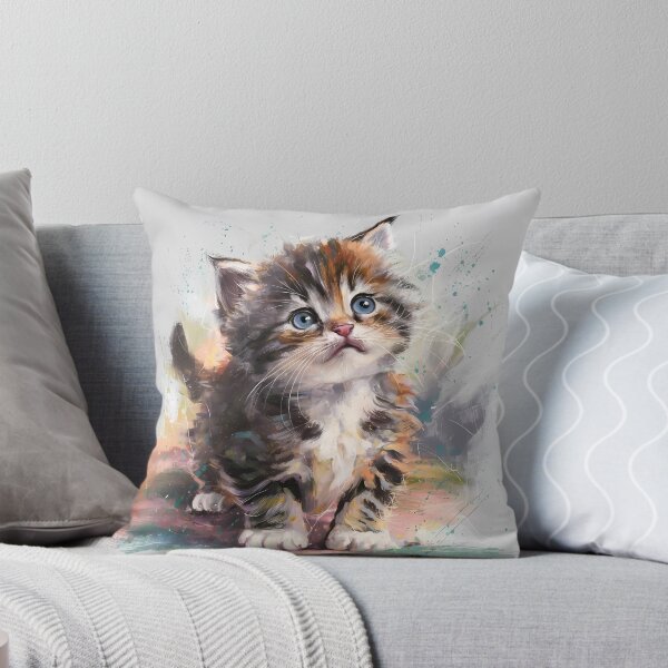 Item preview, Whimsical Kitten with Blue Eyes - Digital Painting designed and sold by PrintableByZaah.