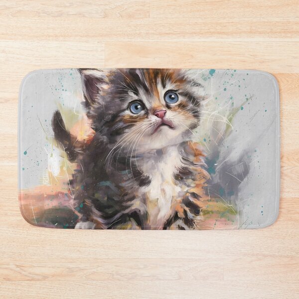 Item preview, Whimsical Kitten with Blue Eyes - Digital Painting designed and sold by PrintableByZaah.