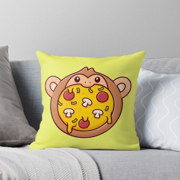 Item preview, Cute Monkey with Pizza Cartoon Vector Icon: A Delightful Blend of Animal and Food Fun designed and sold by hjian8219.