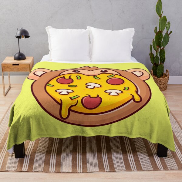 Item preview, Cute Monkey with Pizza Cartoon Vector Icon: A Delightful Blend of Animal and Food Fun designed and sold by hjian8219.