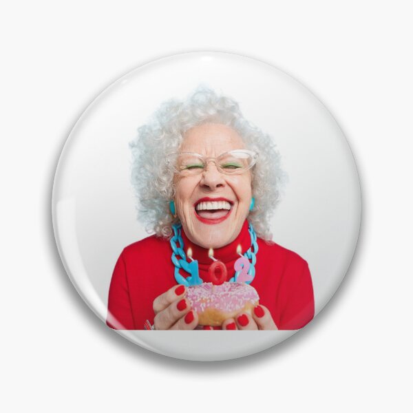 Item preview, Old grey haired woman celebrating birthday designed and sold by Estalon.