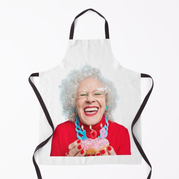 Item preview, Old grey haired woman celebrating birthday designed and sold by Estalon.