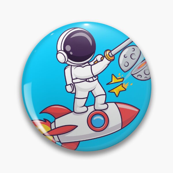Item preview, "Cute Astronaut Slash Moon Star with Sword Rocket Cartoon Vector Icon" designed and sold by hjian8219.