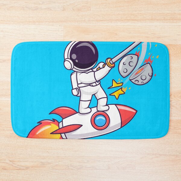 Item preview, "Cute Astronaut Slash Moon Star with Sword Rocket Cartoon Vector Icon" designed and sold by hjian8219.