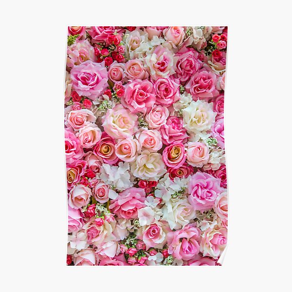 Pink & Red Roses Romantic Floral Poster