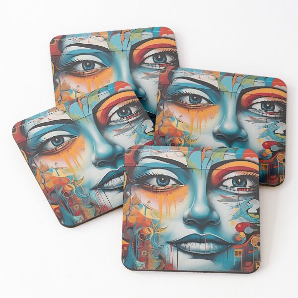 Item preview, Colorful Abstract Mural of a Woman's Face designed and sold by dombursaidpos.