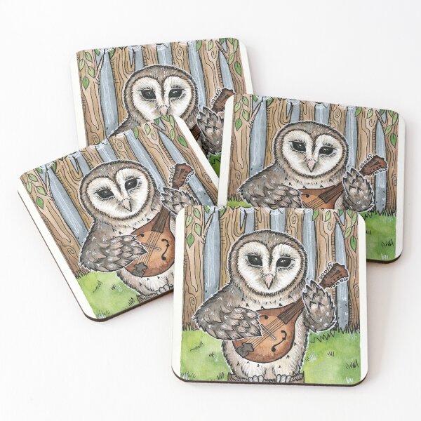 Item preview, Folk Friends Mandolin Owl designed and sold by KCIllustrates.