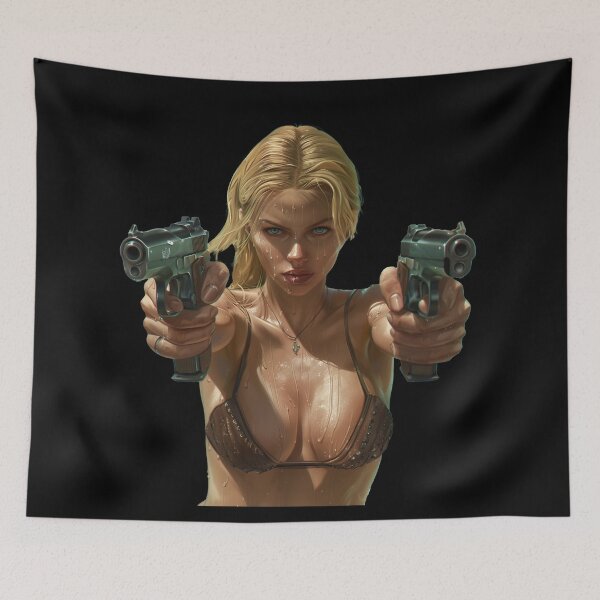 Item preview, Run for Your Life!!! Beautiful Girl 2 Guns Aimed at your head!!! designed and sold by DyfunctionalTee.