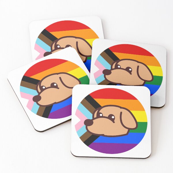 Item preview, Doggie Progress Pride Rainbow Flag Stickers & Pins & MORE designed and sold by MossOfTheForest.