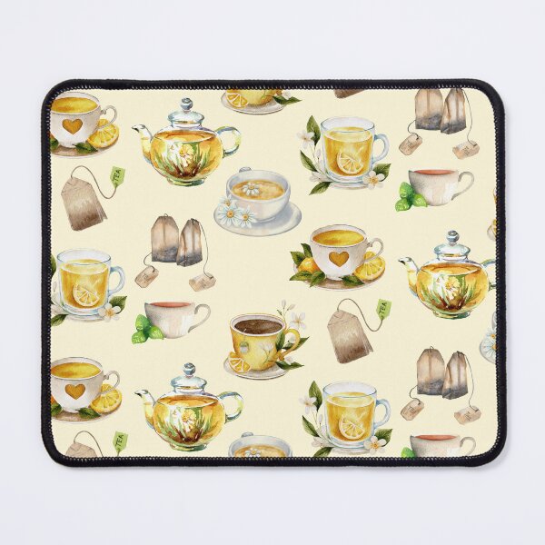 Item preview, Watercolor Lemons Tea Design Teacups Teapots Vintage Aesthetic Summer Autumn Illustration designed and sold by Annika Shurafa.