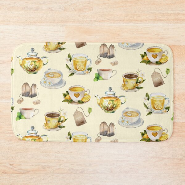Item preview, Watercolor Lemons Tea Design Teacups Teapots Vintage Aesthetic Summer Autumn Illustration designed and sold by Annika Shurafa.