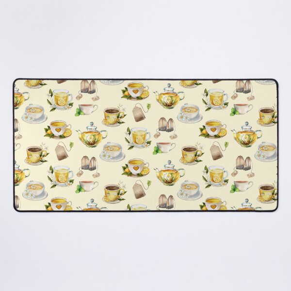 Item preview, Watercolor Lemons Tea Design Teacups Teapots Vintage Aesthetic Summer Autumn Illustration designed and sold by Annika Shurafa.