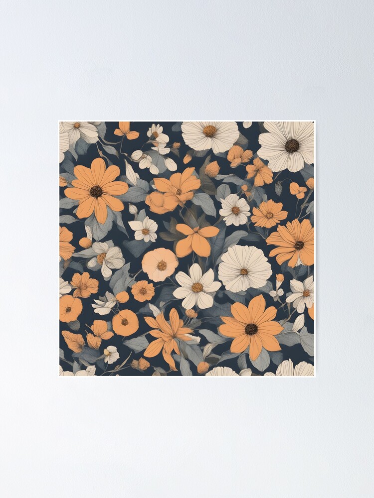 Thumbnail 1 of 3, Poster, Abstract Flower Pattern designed and sold by GhostlyShadow.
