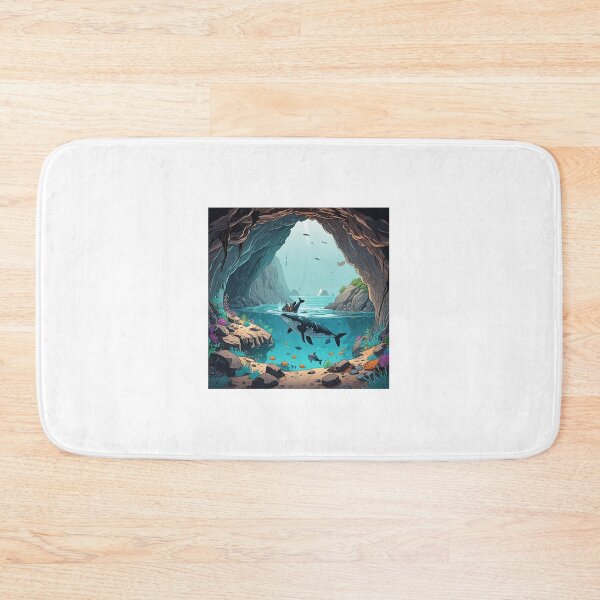 Item preview, a whale swimming in a cave with rocks and rocks designed and sold by supakor.