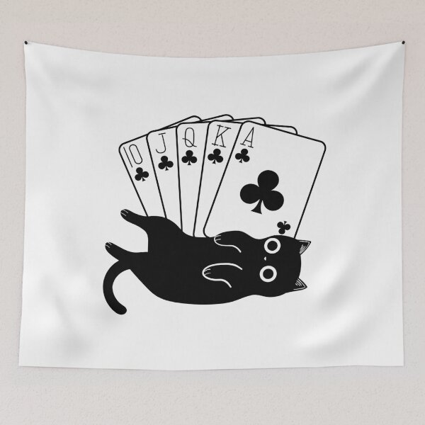 Item preview, Fainting Cat w/ Royal Flush Poker Hand designed and sold by GoblinBoutique.