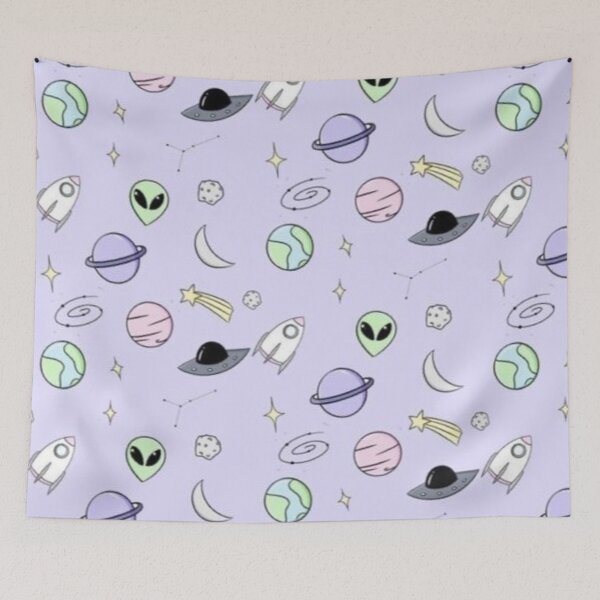 Item preview, Alien planets and stars purple pattern designed and sold by Madison Creates.