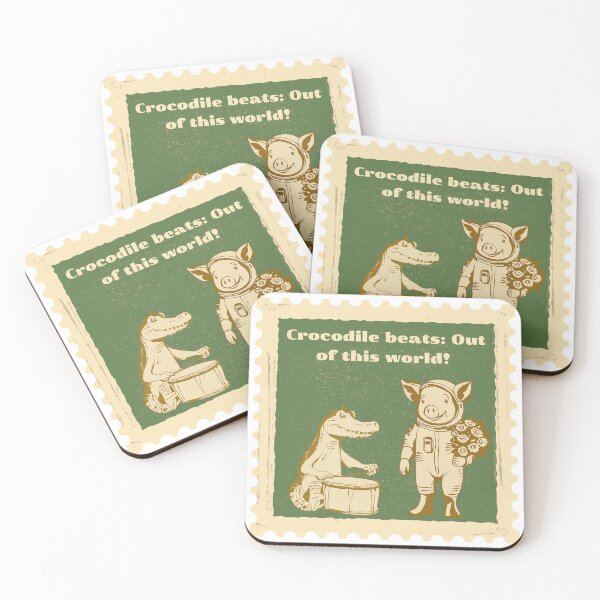 Item preview, Out of This World: Vintage Space Pig and Crocodile Musician Stamp T-Shirt designed and sold by GorinART.