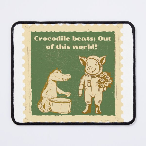 Item preview, Out of This World: Vintage Space Pig and Crocodile Musician Stamp T-Shirt designed and sold by GorinART.
