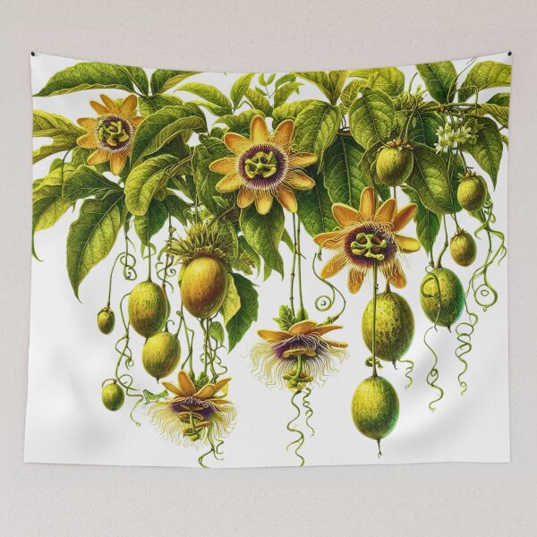 Item preview, Passionfruit Vines with Fruit and Grasshoppers designed and sold by Rowdy Dean.