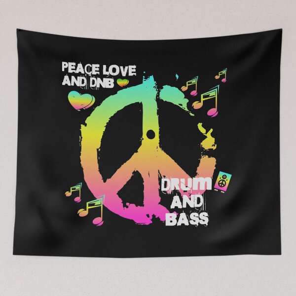 Artikelvorschau, DRUM AND BASS – Peace Sign Dnb (weiß/blaugrün/pink) entworfen und verkauft von Discothreadz.
