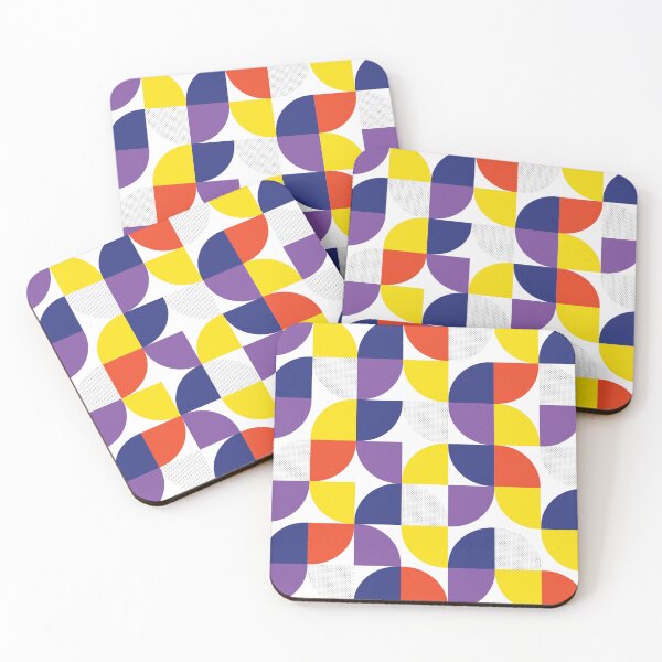 Item preview, Bauhaus Pattern red blue purple & yellow shapes pattern designed and sold by LD ART.
