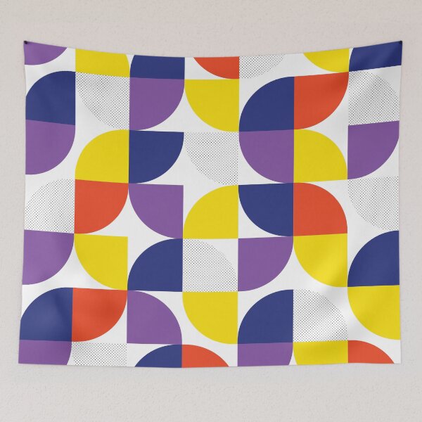 Item preview, Bauhaus Pattern red blue purple & yellow shapes pattern designed and sold by LD ART.