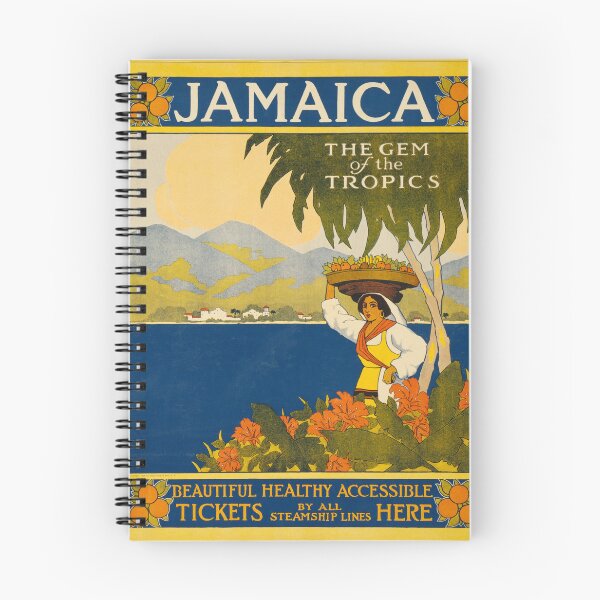 Item preview, Vintage Jamaica Travel Poster, 1910, Caribbean The Gem of the Tropics, Colorful Poster with Ocean and Fruit Basket designed and sold by juiceboxvintage.