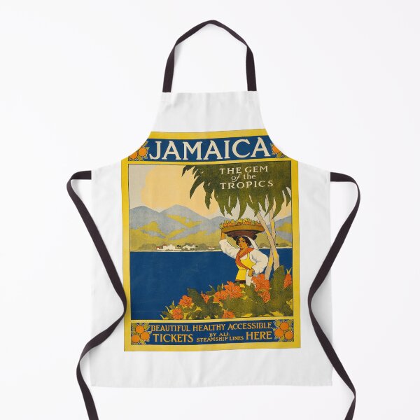 Item preview, Vintage Jamaica Travel Poster, 1910, Caribbean The Gem of the Tropics, Colorful Poster with Ocean and Fruit Basket designed and sold by juiceboxvintage.