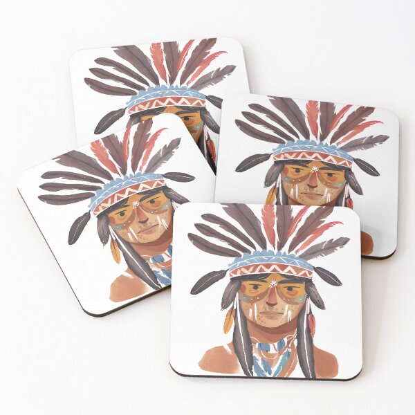 Item preview, American warrior tribal face watercolor designed and sold by AKRE R.