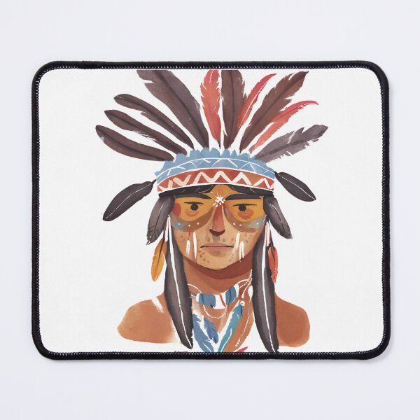 Item preview, American warrior tribal face watercolor designed and sold by AKRE R.