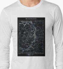 STAR CONSTELLATIONS : Vintage 1900 Galaxy Chart Map Long Sleeve T-Shirt