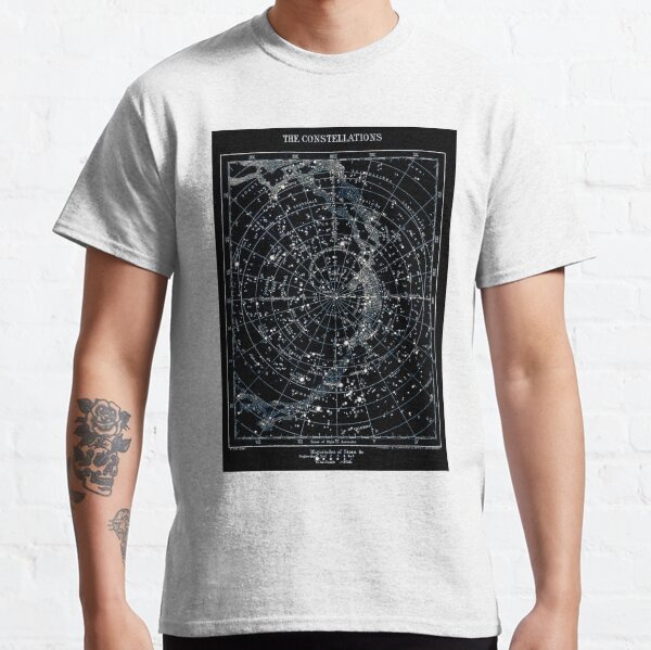 STAR CONSTELLATIONS : Vintage 1900 Galaxy Chart Map Classic T-Shirt