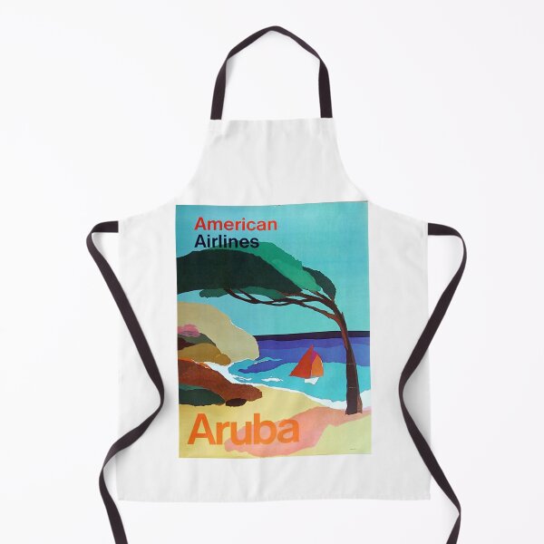 Item preview, Vintage Aruba Travel Poster, 1930s, Caribbean Island Colorful Poster with Ocean and Palm, American Airlines designed and sold by juiceboxvintage.