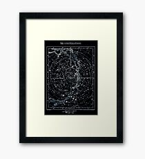 STAR CONSTELLATIONS : Vintage 1900 Galaxy Chart Map Framed Print