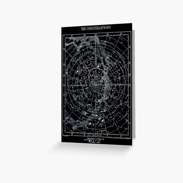 STAR CONSTELLATIONS : Vintage 1900 Galaxy Chart Map Greeting Card