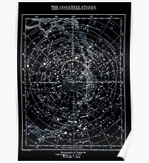 STAR CONSTELLATIONS: Vintage 1900 Galaxy Karte Poster