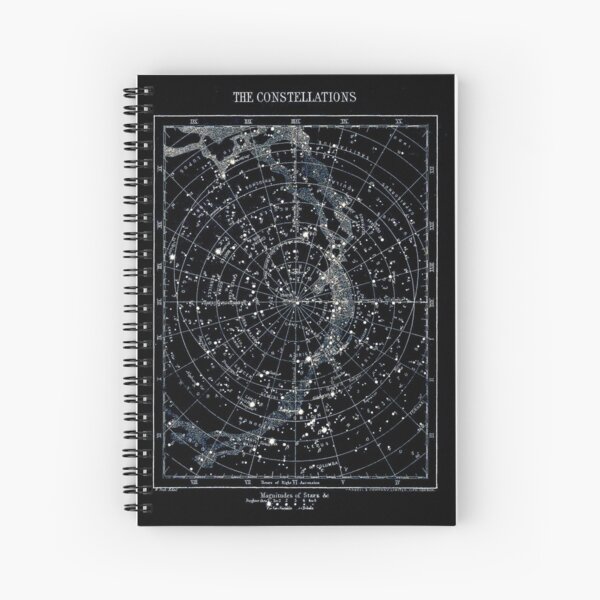 STAR CONSTELLATIONS : Vintage 1900 Galaxy Chart Map Spiral Notebook