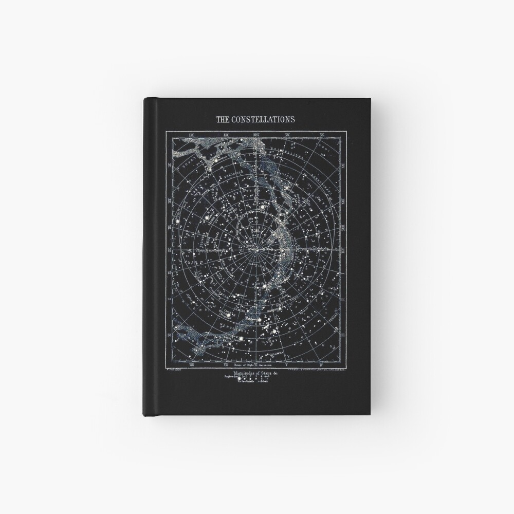 STAR CONSTELLATIONS : Vintage 1900 Galaxy Chart Map Hardcover Journal