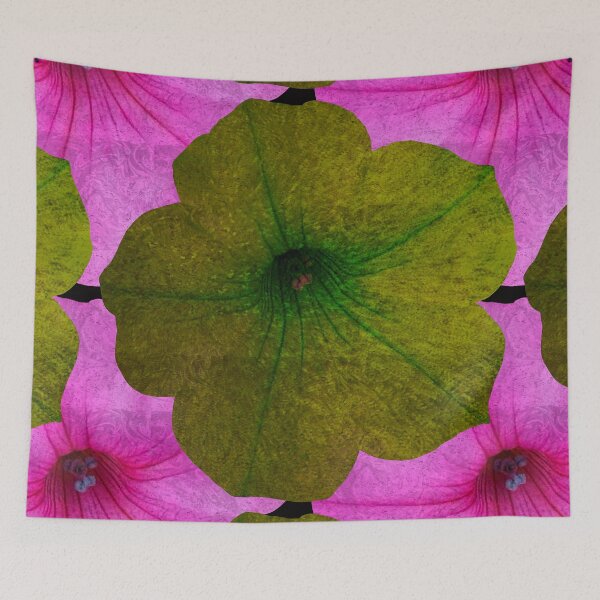 Item preview, Glittery Stained Glass Yellow Pink Petunia Photography / Floral Photography designed and sold by Victoria Rose.
