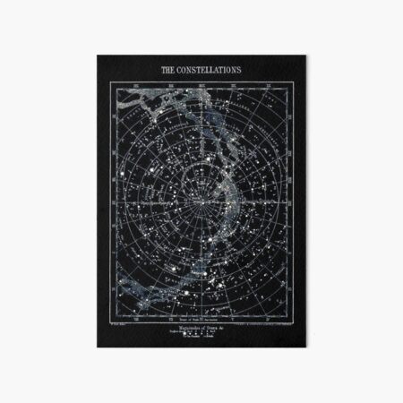 STAR CONSTELLATIONS : Vintage 1900 Galaxy Chart Map Art Board Print